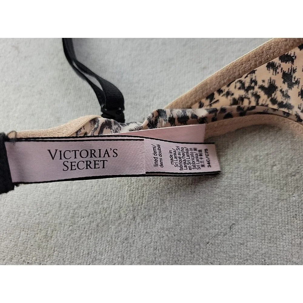Victoria's Secret Lined Demi Bra 34C Smooth Underwired Leopard Print - Picture 9 of 10